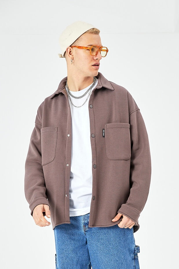Hemdjacke aus Baumwolle in Oversize Fit Übergangsjacke