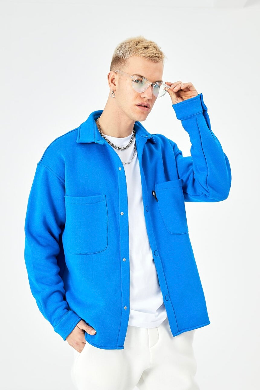 Hemdjacke aus Baumwolle in Oversize Fit Übergangsjacke
