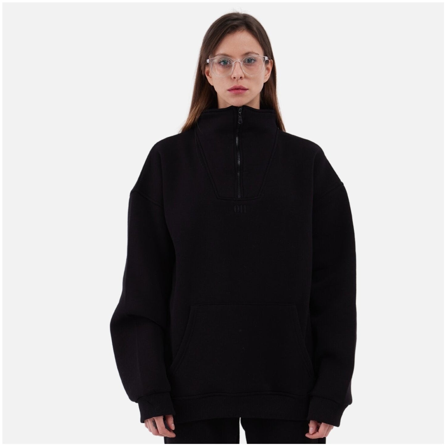 Zipper Drop Shoulder Hoodie "UNLIMITED"