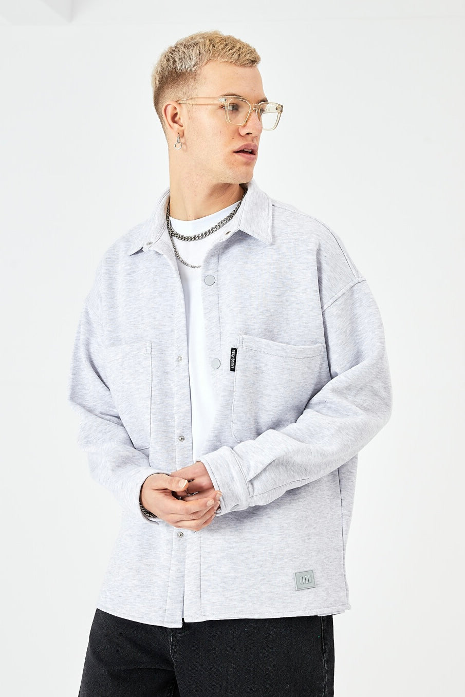 Hemdjacke aus Baumwolle in Oversize Fit Übergangsjacke