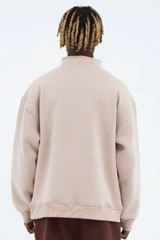 Zipper Hoodie Sweater Cotton Sweatshirt mit Stickerei halbem Reißverschluss Drop Shoulder