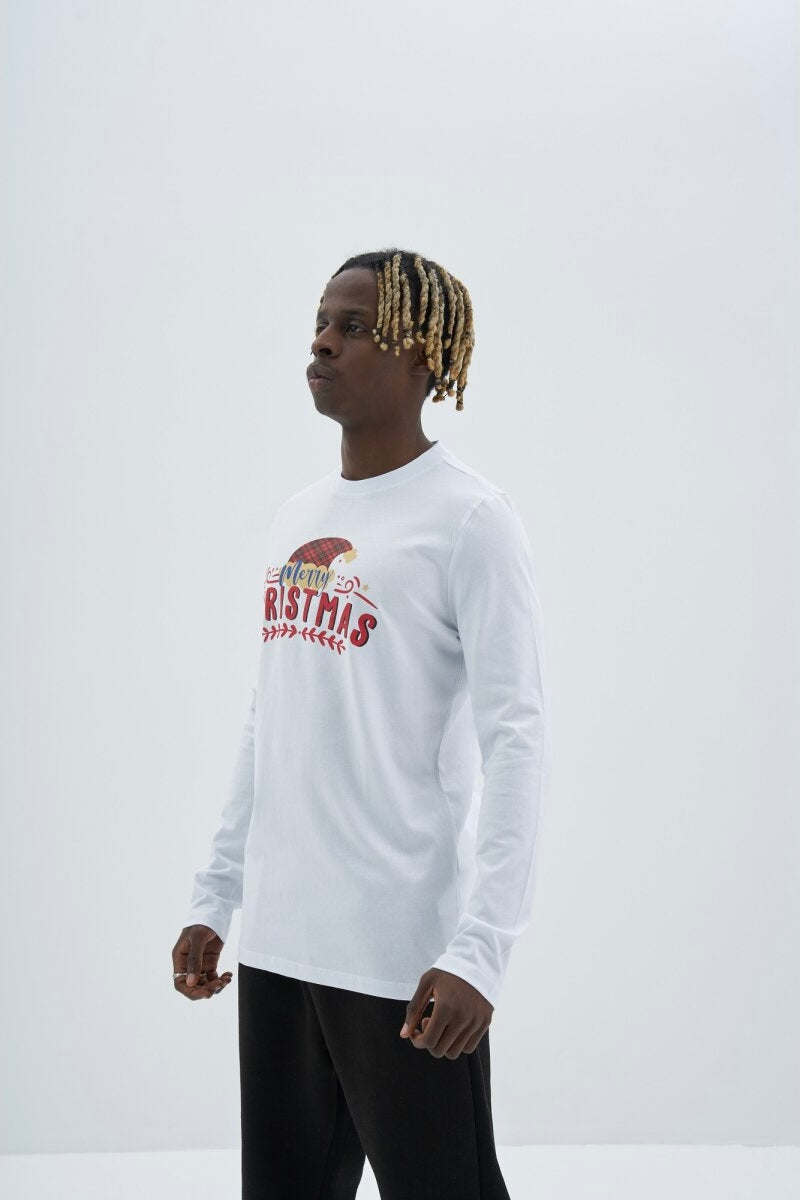 Christmas Oversize Cotton Sweatshirt Unisex weiß