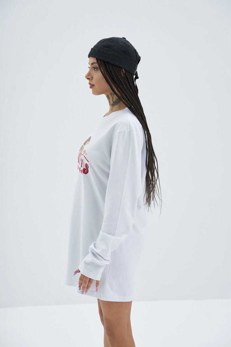 Christmas Oversize Cotton Sweatshirt Unisex weiß