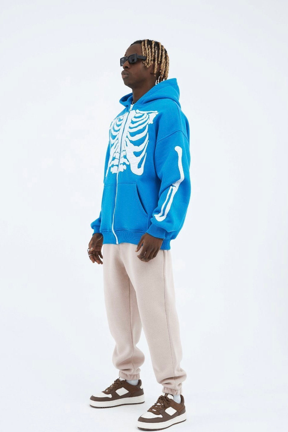 Hoodie mit stickerei Skelett Zipper Baumwolle Jacke
