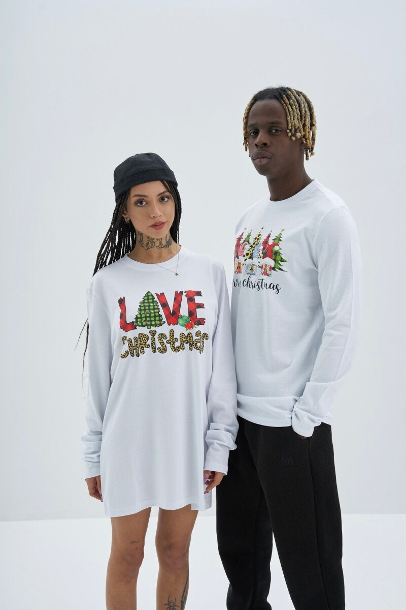Christmas Oversize Cotton Sweatshirt Unisex weiß