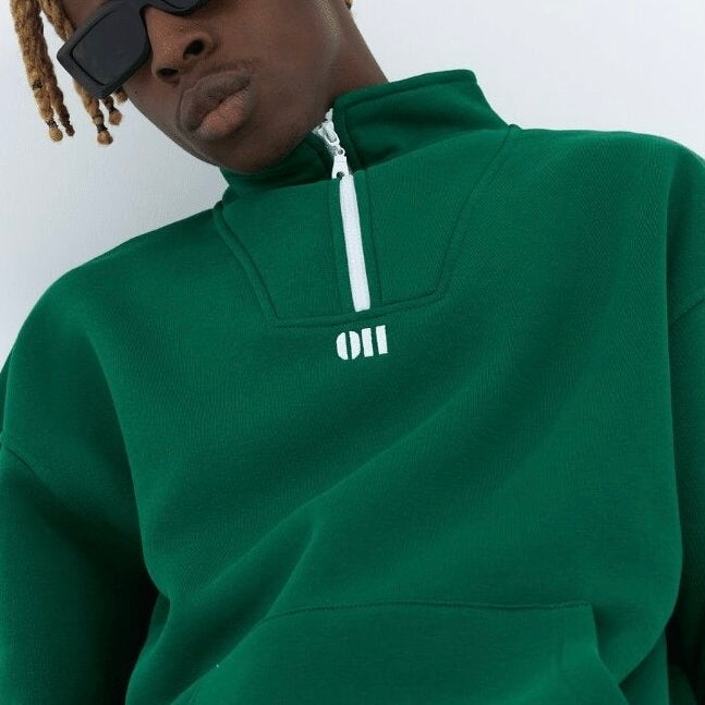 Zipper Drop Shoulder Hoodie "UNLIMITED"