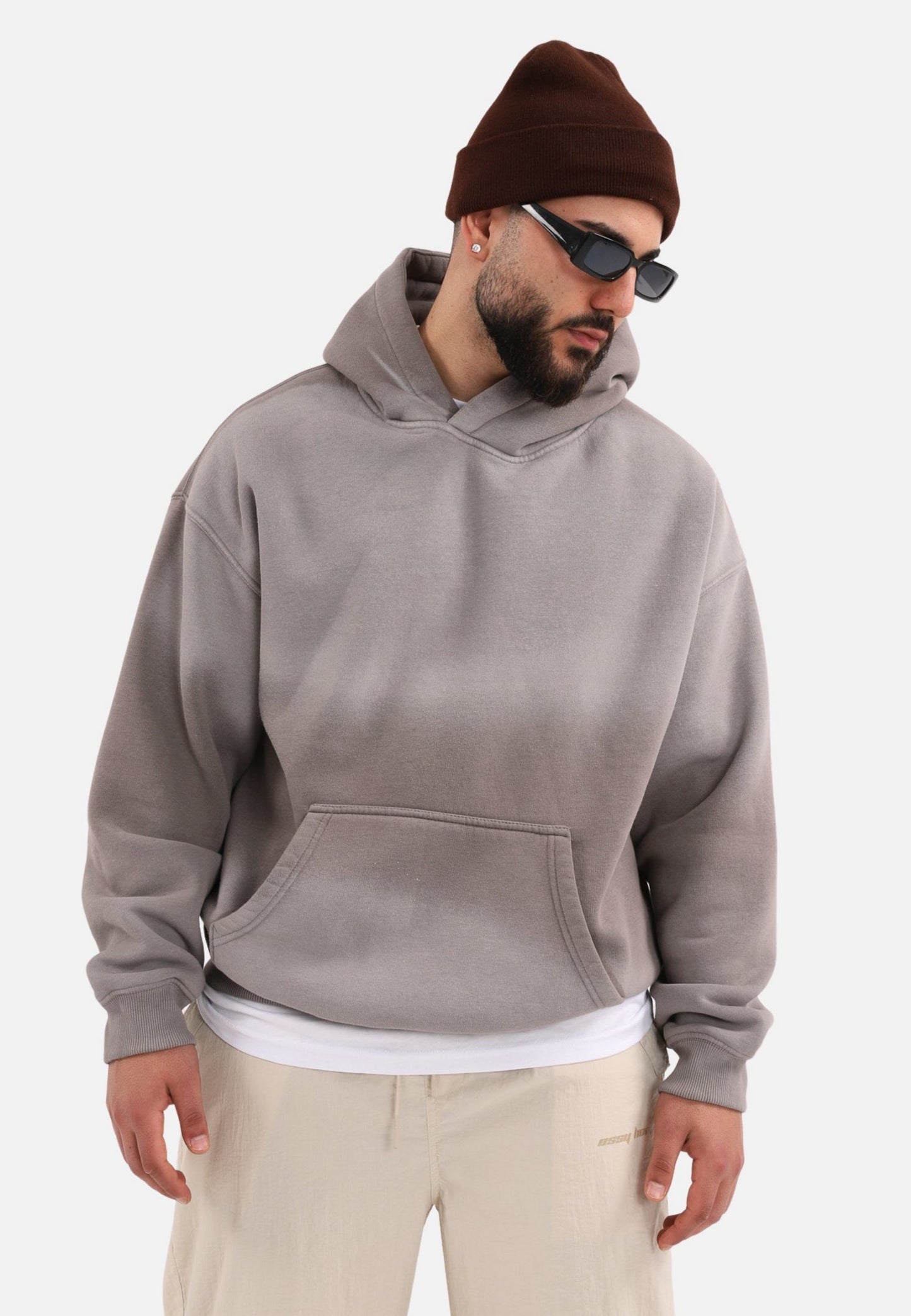 einfarbiger Spray Basic Oversized Hoodie Kapuzenpullover Unisex