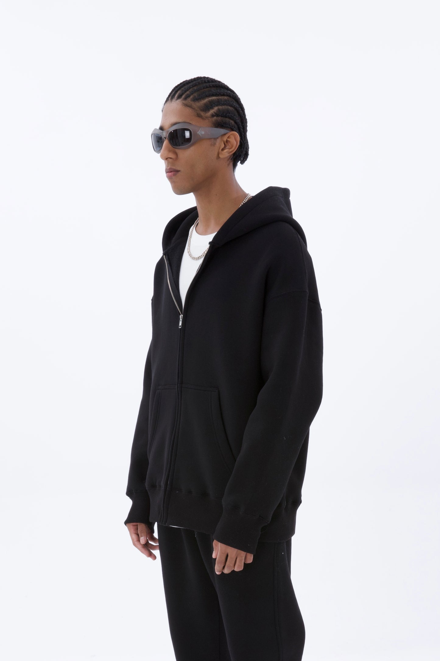 einfarbiger Basic Oversized Zip-Hoodie Sweatjacke Unisex