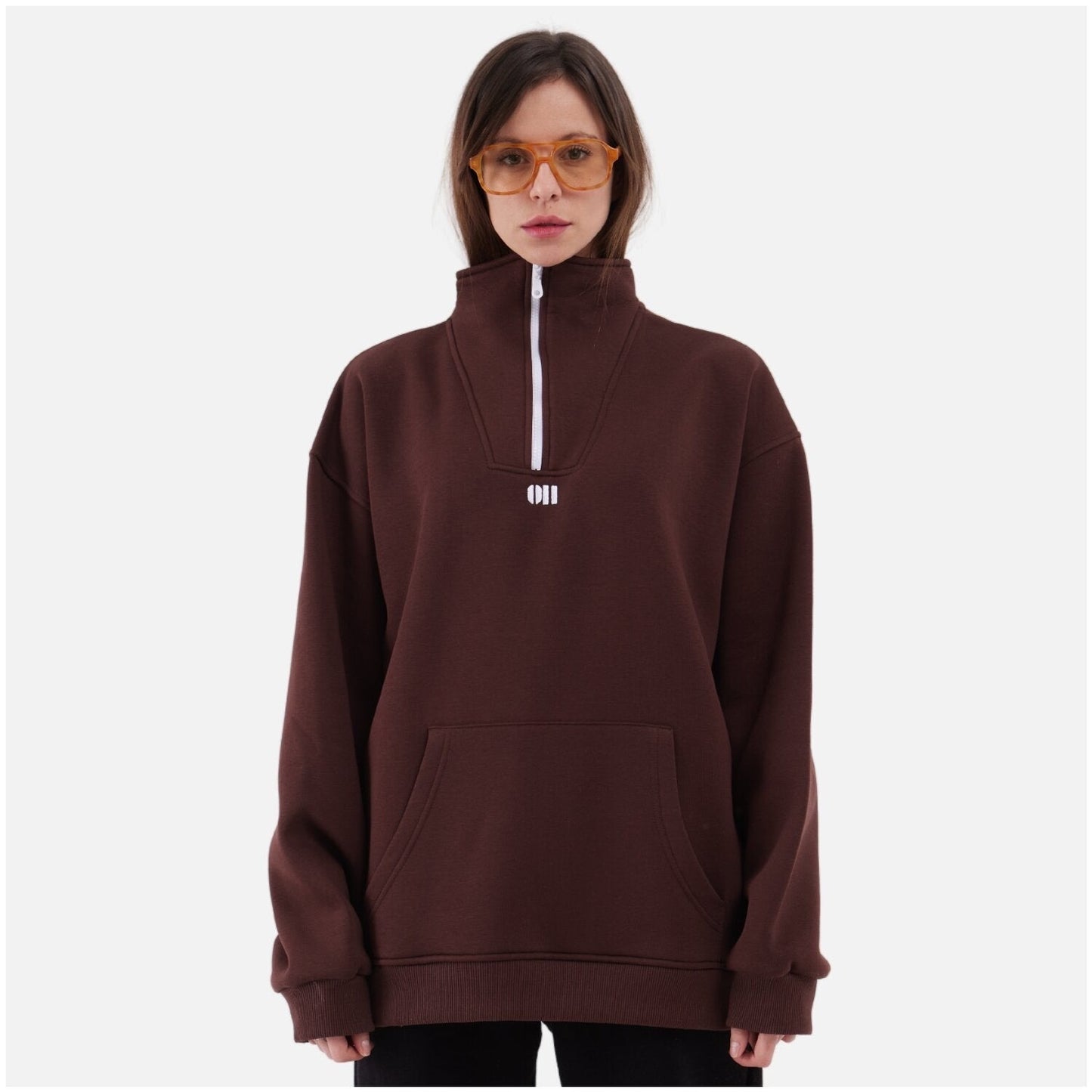 Zipper Drop Shoulder Hoodie "UNLIMITED"