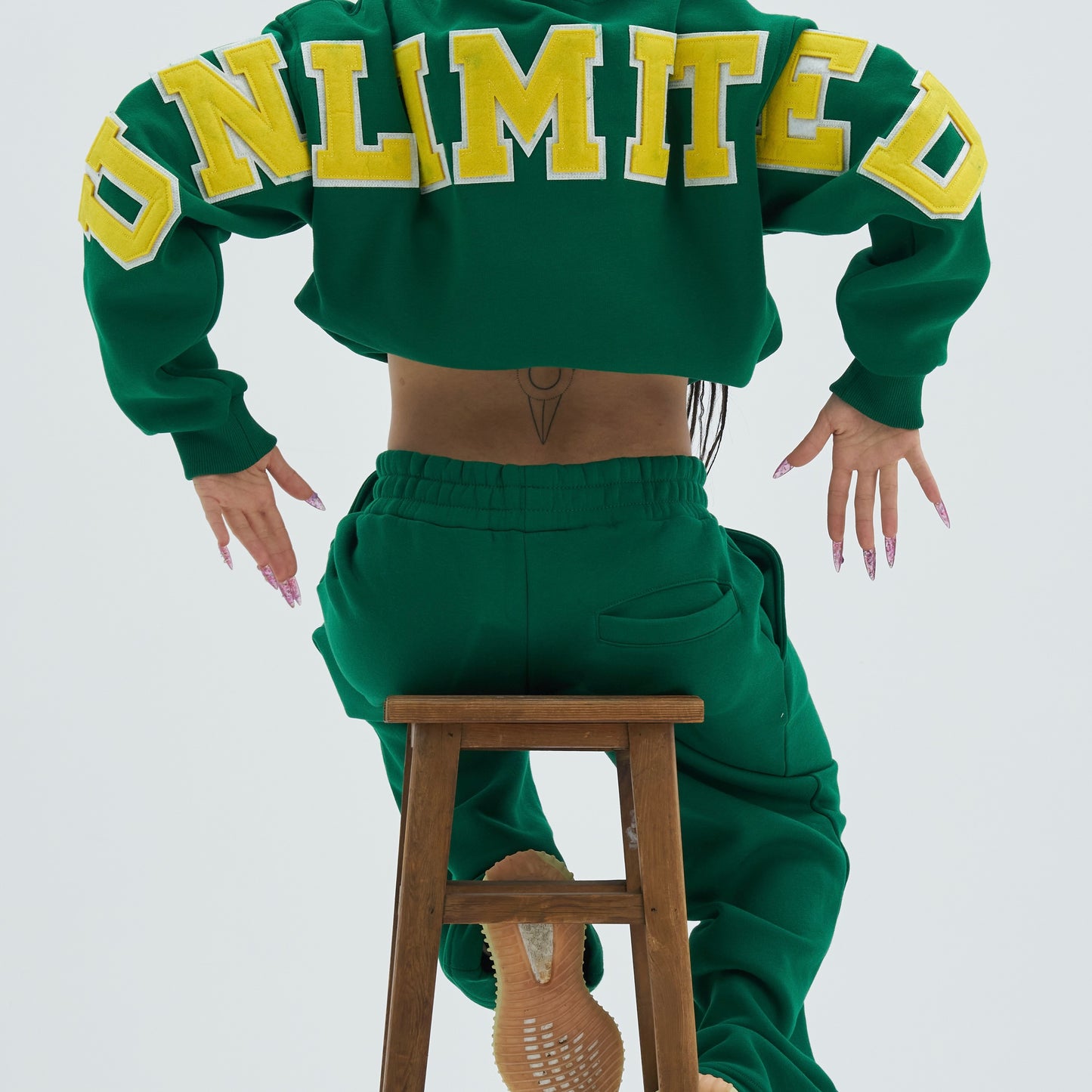 Zipper Drop Shoulder Hoodie "UNLIMITED"
