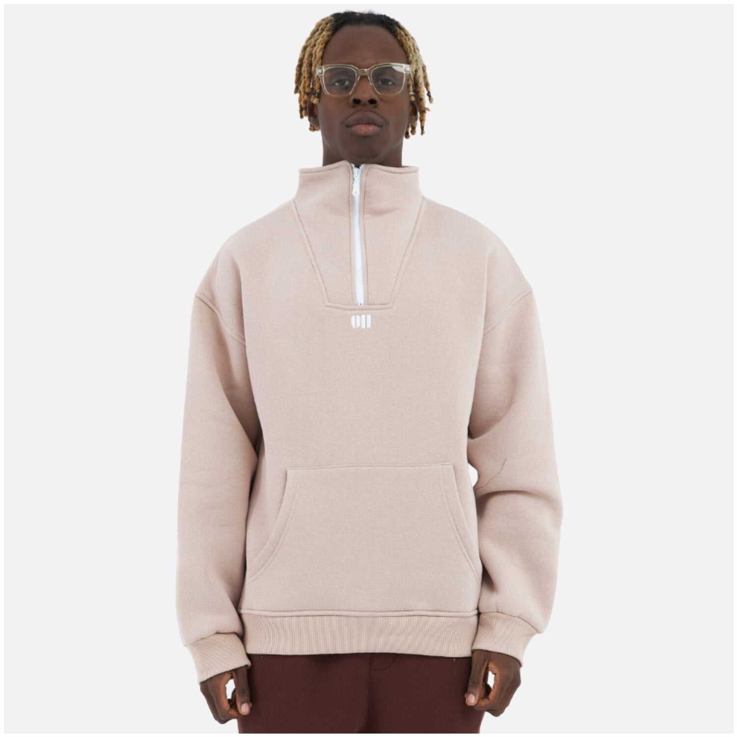 Zipper Drop Shoulder Hoodie "UNLIMITED"