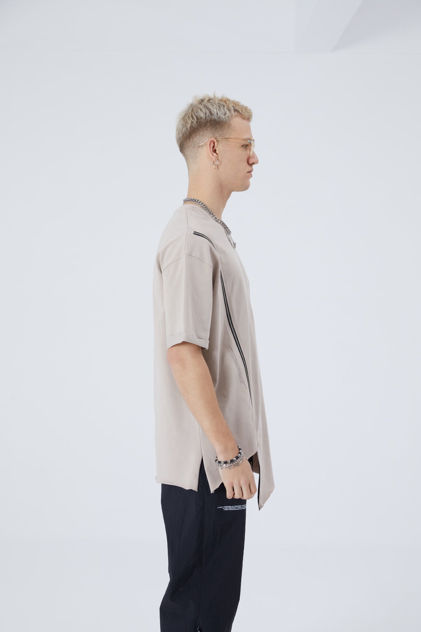 Herren ZIP T-Shirt 320gsm 100% Cotton Oversize Fit