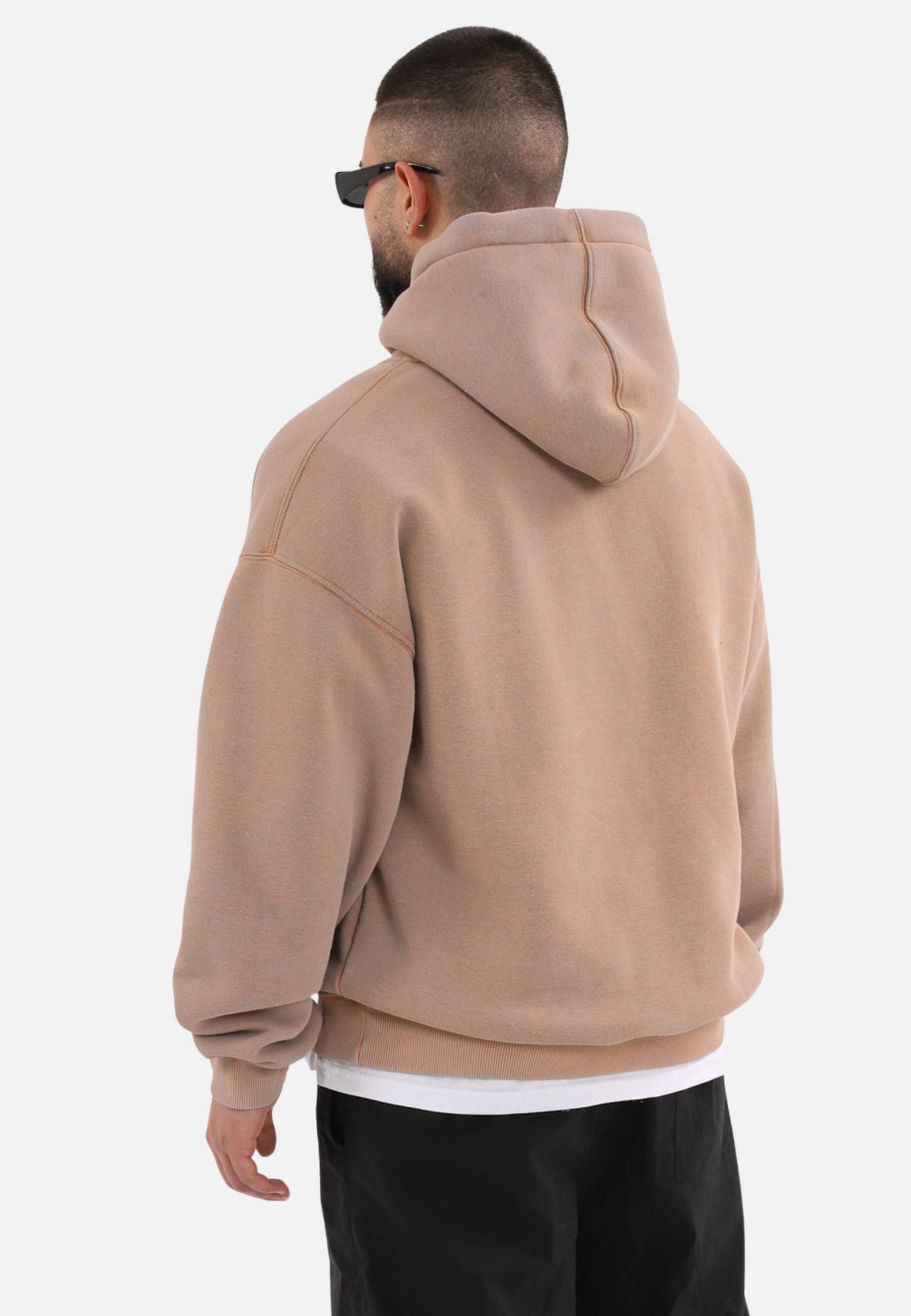 einfarbiger Washed Basic Oversized Hoodie Kapuzenpullover Unisex