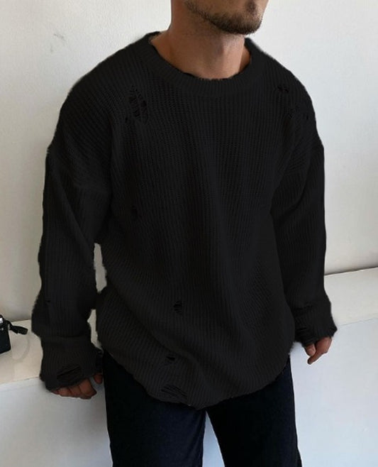 Männer Knit mit Riss Drop Shoulder Pullover Oversize