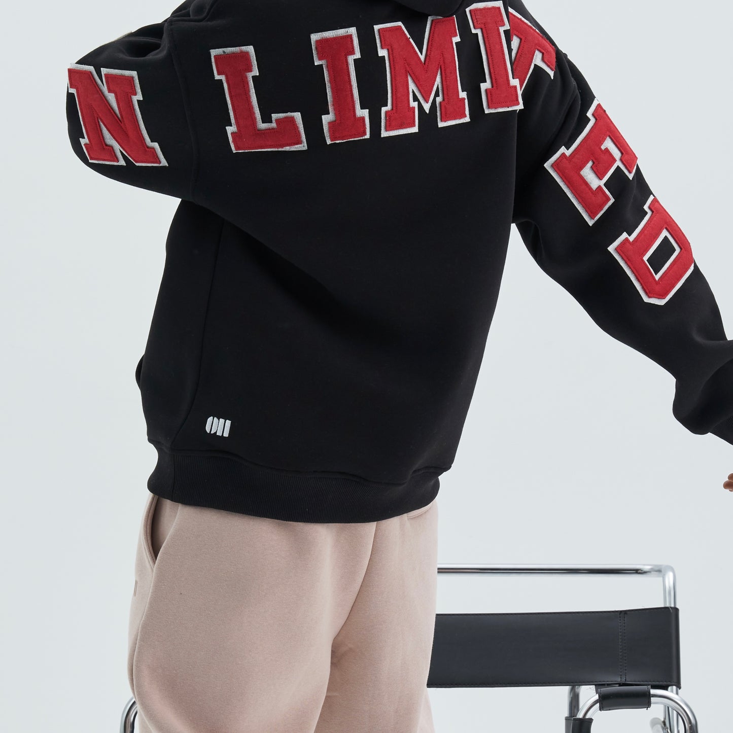 Zipper Drop Shoulder Hoodie "UNLIMITED"