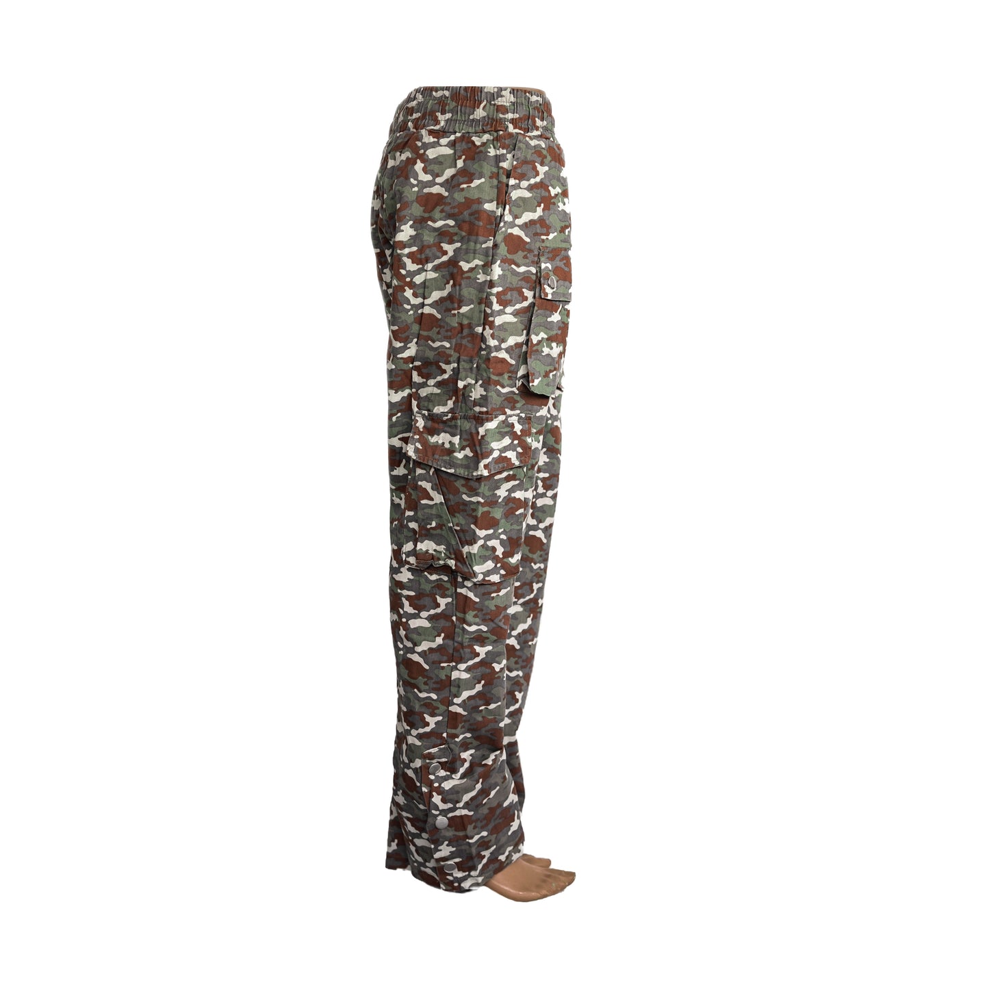Camouflage Hose mit seitlichen Taschen und Knöpfen Unisex Jogger