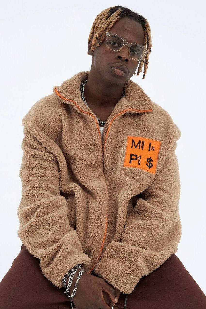 Teddy Jacket Money Is Paper Jacke Oversize Zipper