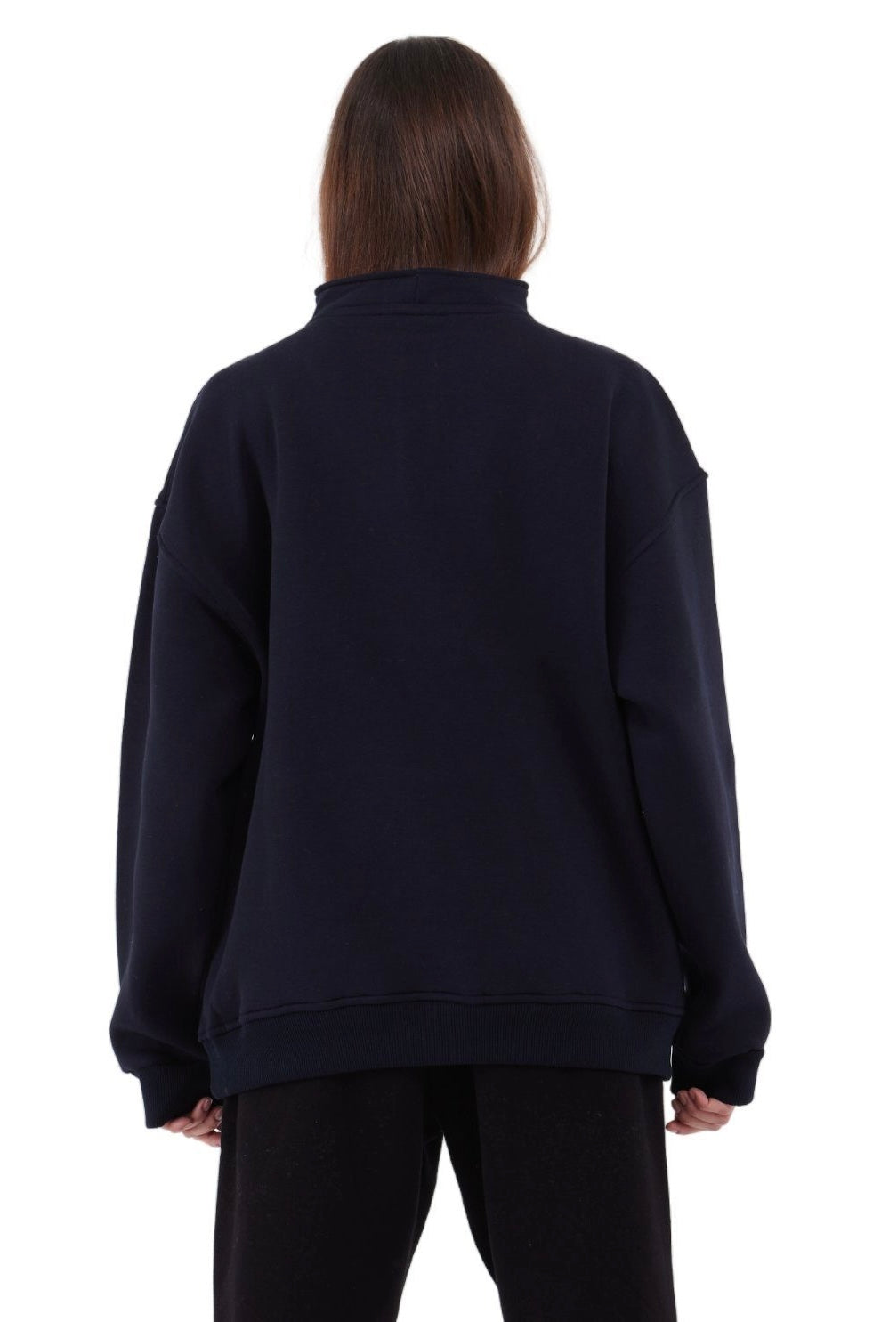 Zipper Damen Sweater Cotton Sweatshirt mit Stickerei halbem Reißverschluss 320 gsm