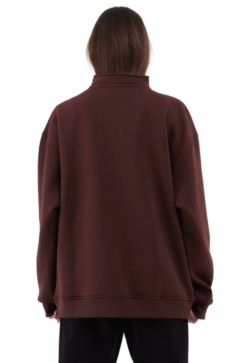 Zipper Damen Sweater Cotton Sweatshirt mit Stickerei halbem Reißverschluss 320 gsm