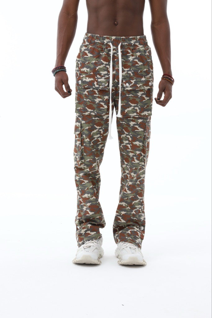 Camouflage Hose mit seitlichen Taschen und Knöpfen Unisex Jogger