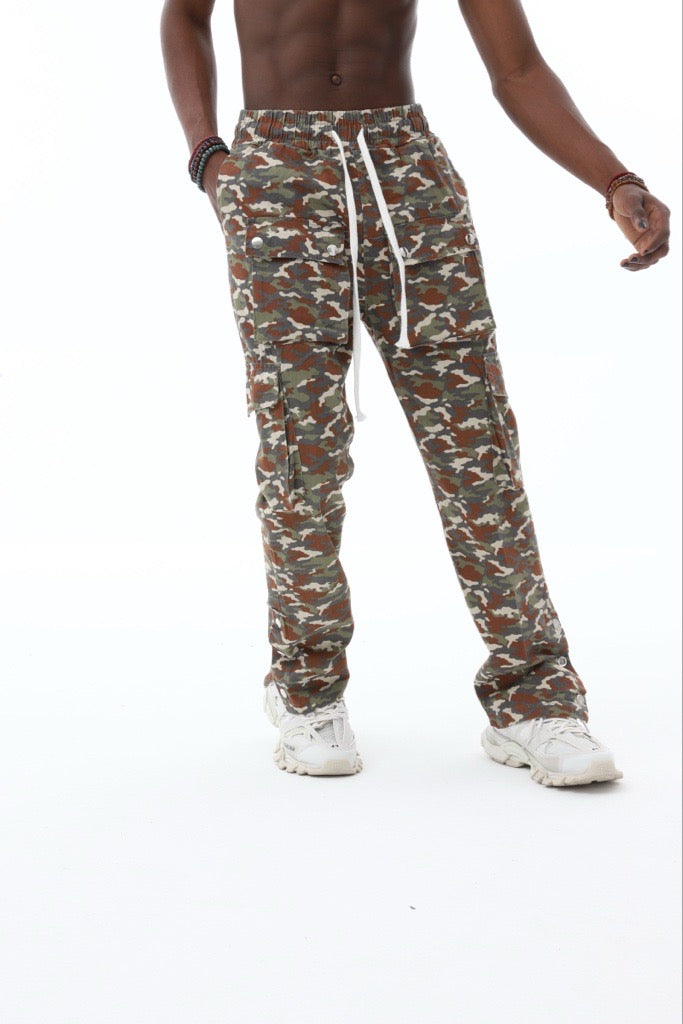Camouflage Hose mit seitlichen Taschen und Knöpfen Unisex Jogger