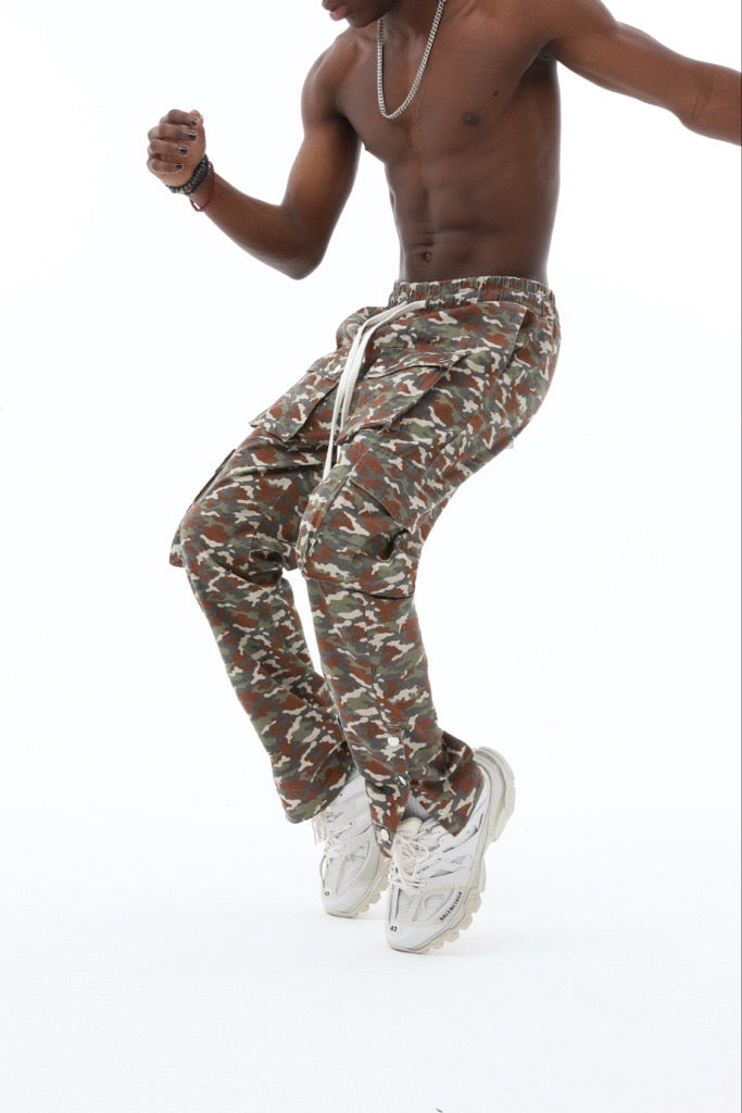 Camouflage Hose mit seitlichen Taschen und Knöpfen Unisex Jogger